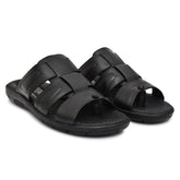 Country Maddox black leather slippers for men with a stylish finish